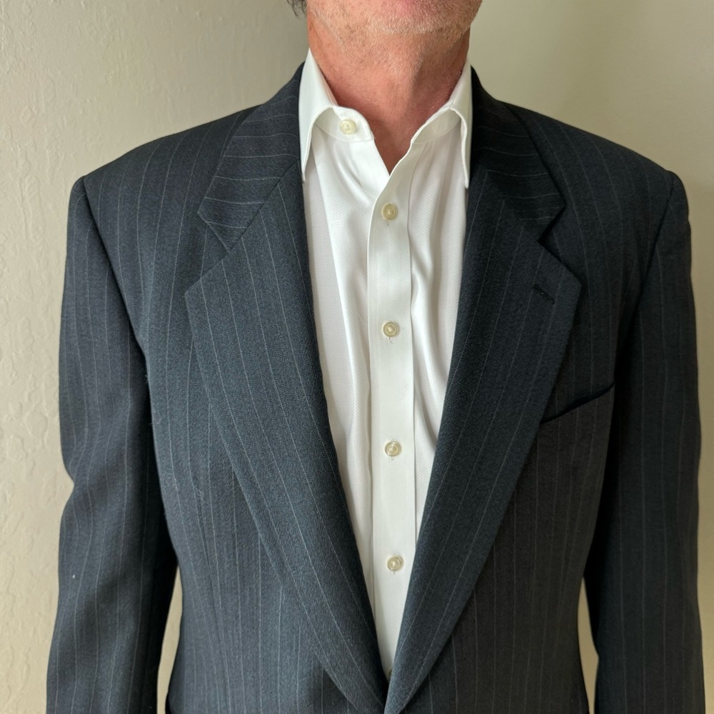 GIORGIO ARMANI Le Collezioni 2 Button Pinstripe Blazer Sport Coat New Wool Gray - Picture 5 of 16